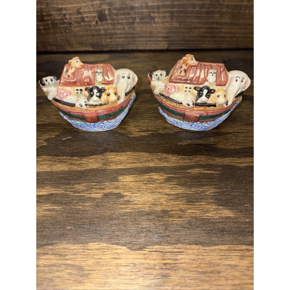 Ceramic Noahs Ark Animals Salt And Pepper Shakers